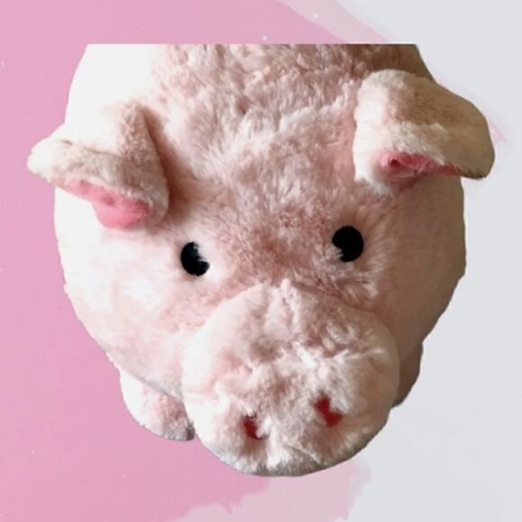 Piggy Bank FABNY JUMBO Plush Baby Pink Pig Soft Huggable 9”x9”x11” - Picture 1 of 5